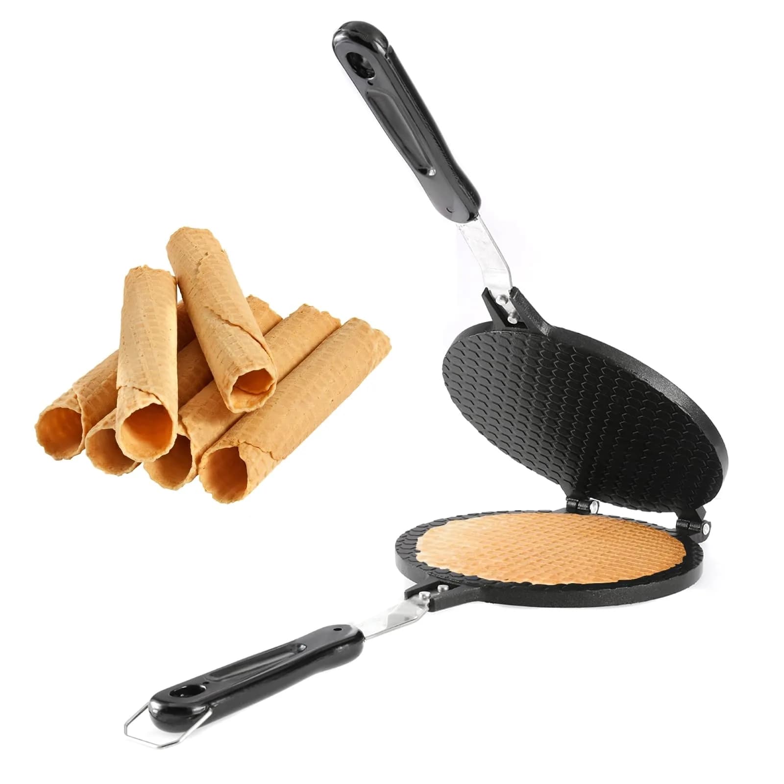 Dyna-Living Waffle Cone Maker Ice Cream Cone Maker, 17cm (6.7") Round Shape | Gas Stove Compatible — 6.7 inches