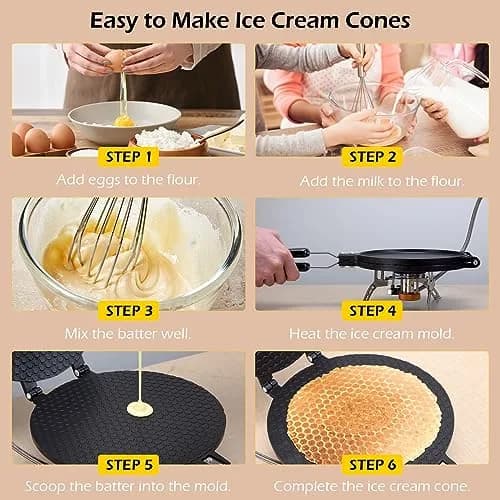 Dyna-Living Waffle Cone Maker Ice Cream Cone Maker, 17cm (6.7") Round Shape | Gas Stove Compatible thumbnail 8