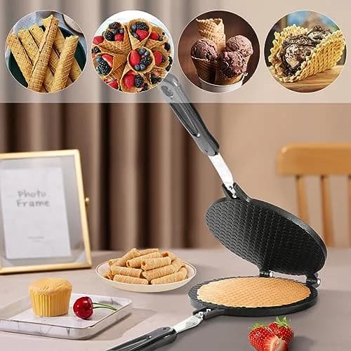 Dyna-Living Waffle Cone Maker Ice Cream Cone Maker, 17cm (6.7") Round Shape | Gas Stove Compatible thumbnail 3