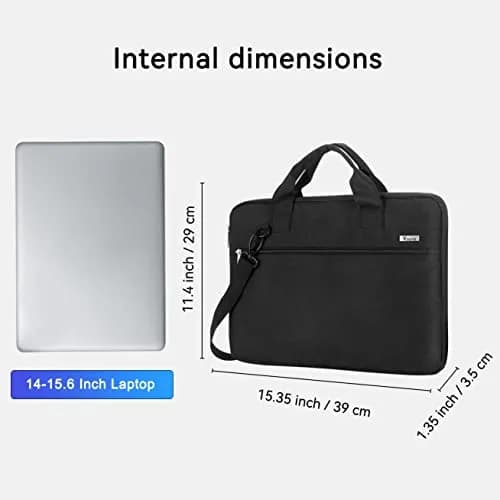 Voova 15.6-inch Laptop Shoulder Bag | Water-Resistant, Padded, Black thumbnail 8