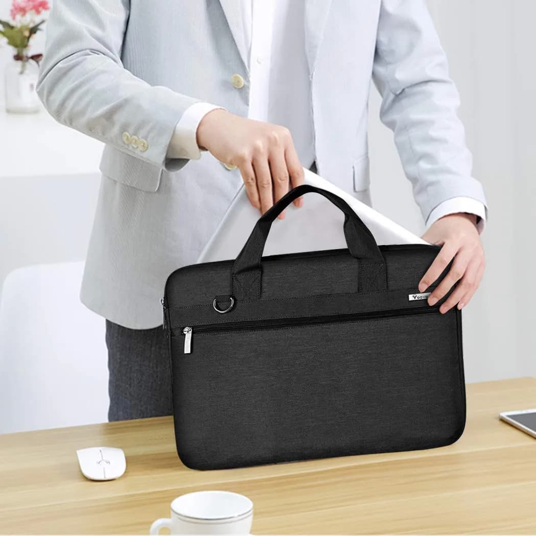 Voova 15.6-inch Laptop Shoulder Bag | Water-Resistant, Padded, Black - view 2