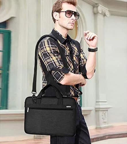 Voova 15.6-inch Laptop Shoulder Bag | Water-Resistant, Padded, Black thumbnail 3