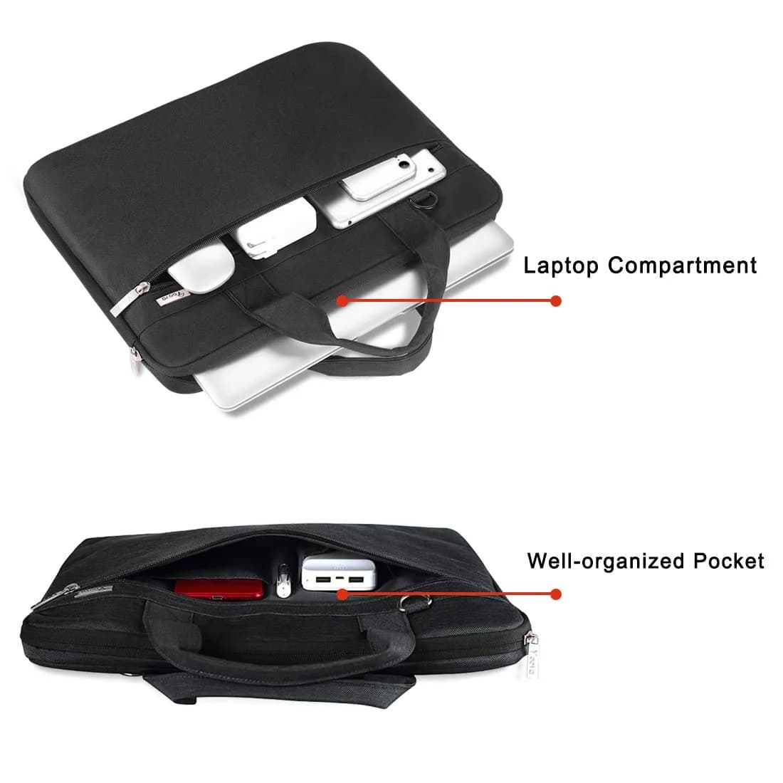 Voova 15.6-inch Laptop Shoulder Bag | Water-Resistant, Padded, Black - view 4