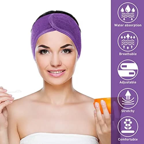 Denfany Soft Terry Cloth Spa Headband | Adjustable & Washable for Face Washing, Yoga, Makeup Removal thumbnail 5