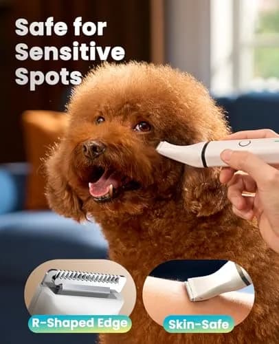oneisall Dog Paw Trimmer Small Dog Clippers with Stainless Steel Double Blades | Low Noise Cordless Grooming Tool (22g, White) thumbnail 4