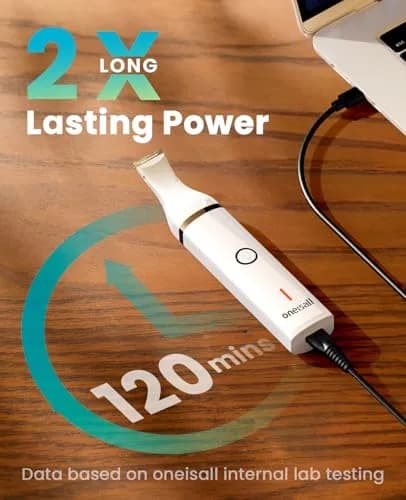 oneisall Dog Paw Trimmer Small Dog Clippers with Stainless Steel Double Blades | Low Noise Cordless Grooming Tool (22g, White) thumbnail 6