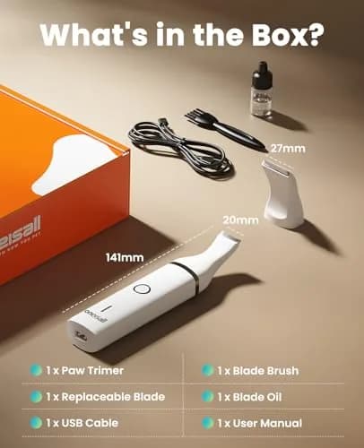oneisall Dog Paw Trimmer Small Dog Clippers with Stainless Steel Double Blades | Low Noise Cordless Grooming Tool (22g, White) thumbnail 8