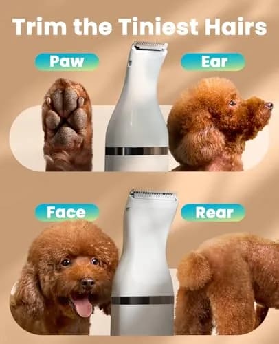oneisall Dog Paw Trimmer Small Dog Clippers with Stainless Steel Double Blades | Low Noise Cordless Grooming Tool (22g, White) thumbnail 2