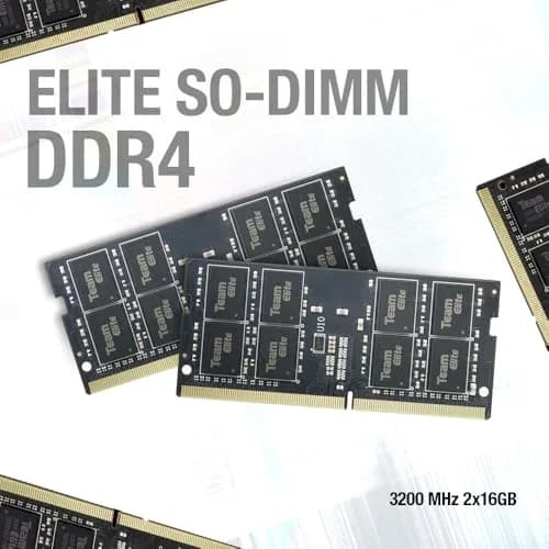 TEAMGROUP Elite DDR4 32GB Single 3200MHz PC4-25600 CL22 SODIMM Laptop RAM Module | 32GB (1 x 32GB) 3200MHz thumbnail 3