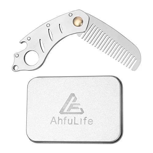 AhfuLife Stainless Steel Hair & Beard Comb | Anti-Static, Portable, Gift Boxed (15*3.6cm open, 9*3.6cm closed, 60g) thumbnail 7