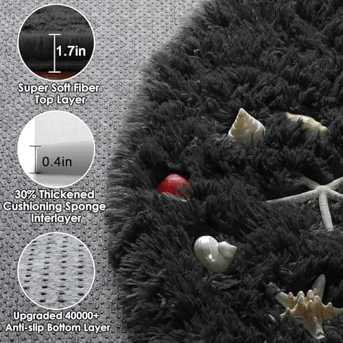 ONASAR Black Round Area Rug 5ft | Ultra Soft Plush Floor Mat for Kids & Living Room thumbnail 2
