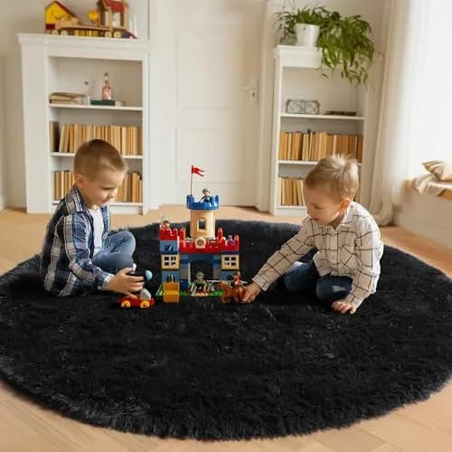ONASAR Black Round Area Rug 5ft | Ultra Soft Plush Floor Mat for Kids & Living Room thumbnail 3