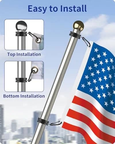 Loretoy Black 2 Pack Rotating Flagpole Rings 1.25 Inch Diameter | Anti-Wrap Design for Outdoor Flags thumbnail 6