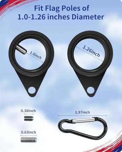 Loretoy Black 2 Pack Rotating Flagpole Rings 1.25 Inch Diameter | Anti-Wrap Design for Outdoor Flags thumbnail 2