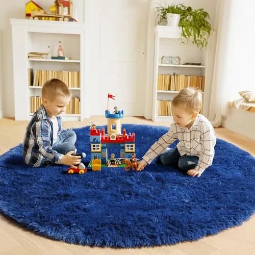 ONASAR Navy Blue Round Area Rug 5ft | Ultra Soft Plush Floor Mat for Kids & Living Room thumbnail 4