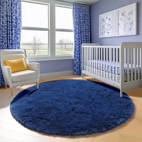 ONASAR Navy Blue Round Area Rug 5ft | Ultra Soft Plush Floor Mat for Kids & Living Room thumbnail 7