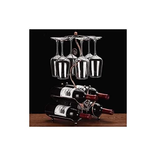 FIRE ROSE Wine Rack and Glass Holder - 6 Bottles, 4 Glasses | Bronze Finish thumbnail 1