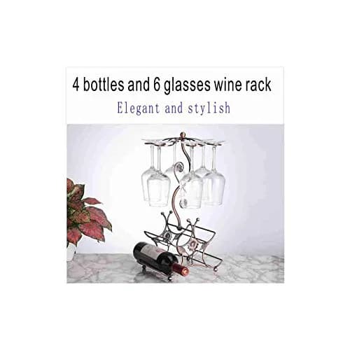 FIRE ROSE Wine Rack and Glass Holder - 6 Bottles, 4 Glasses | Bronze Finish thumbnail 5