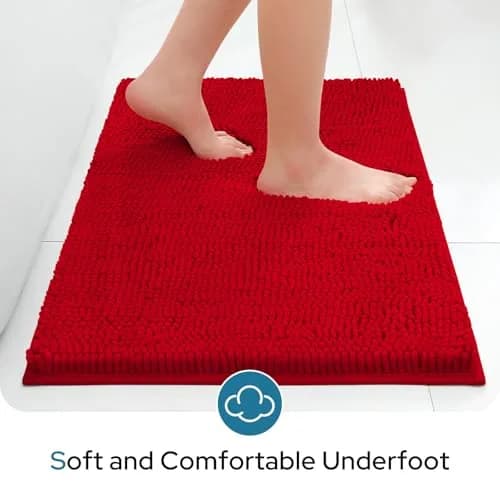 BYSURE Red Bathroom Rugs Set 3 Piece | Plush Chenille, Non Slip, Extra Absorbent (32"x20") thumbnail 4