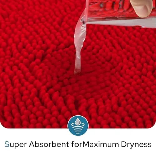 BYSURE Red Bathroom Rugs Set 3 Piece | Plush Chenille, Non Slip, Extra Absorbent (32"x20") thumbnail 3