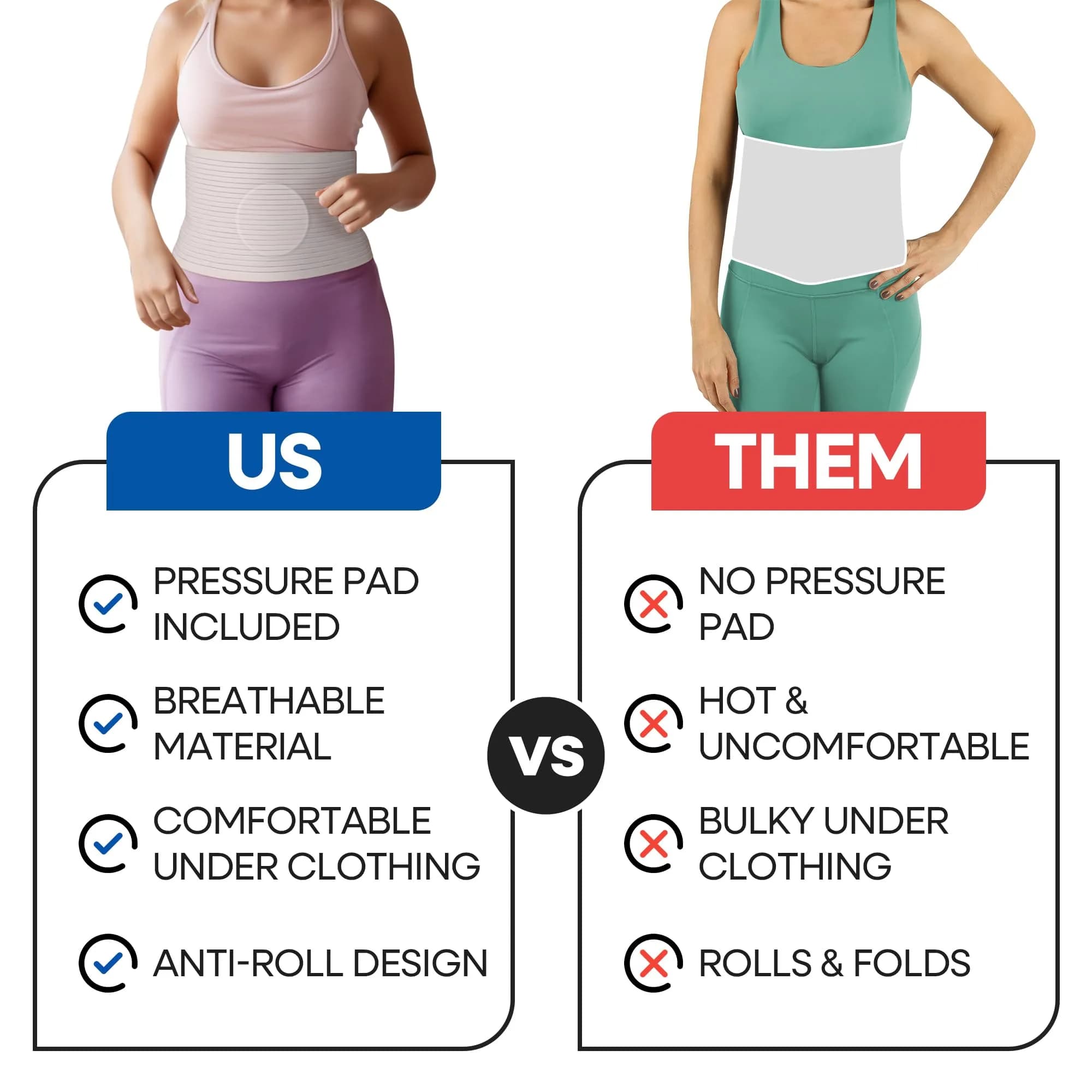 ARMSTRONG AMERICA Hernia Belt for Men or Women, C Section Belly Binder & Abdominal Binder, Post Surgery & Pregnancy Tummy Tuck, Postpartum Belly Band Wrap (S/M, Beige) - view 7