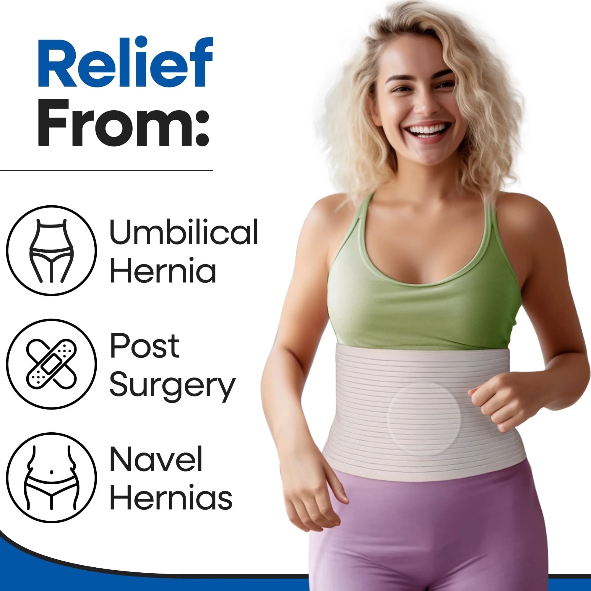 ARMSTRONG AMERICA Hernia Belt for Men or Women, C Section Belly Binder & Abdominal Binder, Post Surgery & Pregnancy Tummy Tuck, Postpartum Belly Band Wrap (S/M, Beige) - view 2