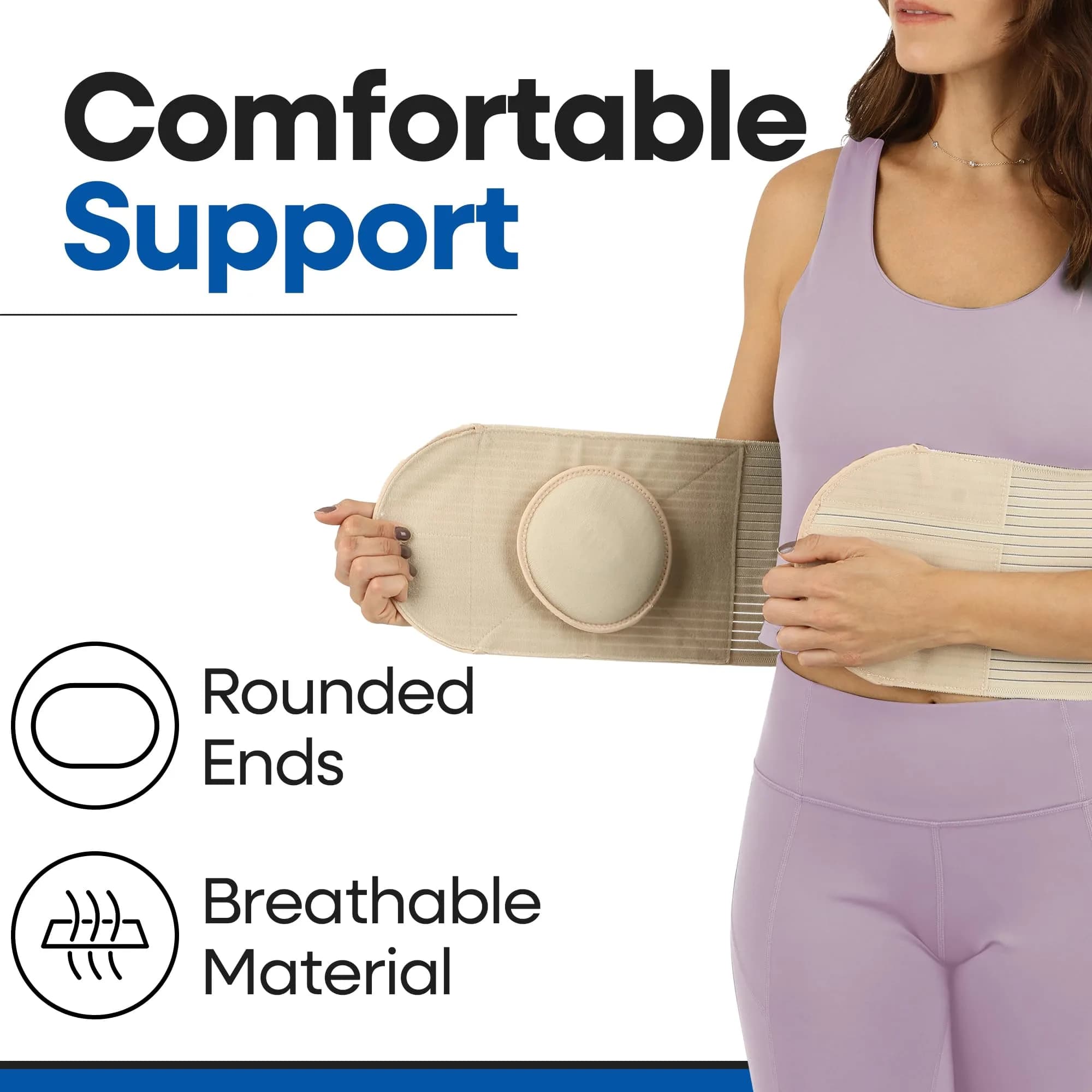 ARMSTRONG AMERICA Hernia Belt for Men or Women, C Section Belly Binder & Abdominal Binder, Post Surgery & Pregnancy Tummy Tuck, Postpartum Belly Band Wrap (S/M, Beige) - view 3