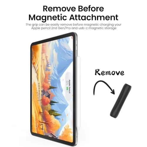 Delidigi Apple Pencil Grip, Ergonomic Silicone Sleeve for 1st/2nd Gen | Soft Anti-Slip, No-Roll Design thumbnail 3