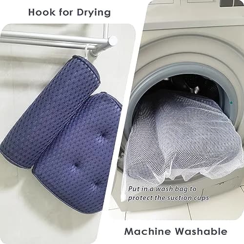 AEROiVi Luxury Bath Pillow for Tub | Soft Mesh, 6 Strong Suction Cups, Blue thumbnail 5
