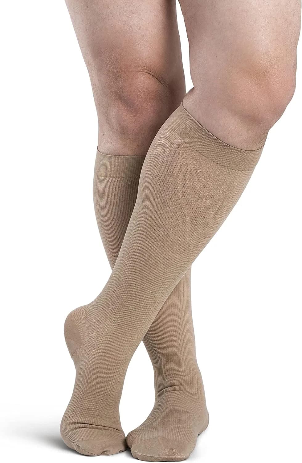 Sigvaris DYNAVEN Opaque Men's Knee-High Compression Socks 20-30mmHg Medium Short Light Beige - main product image