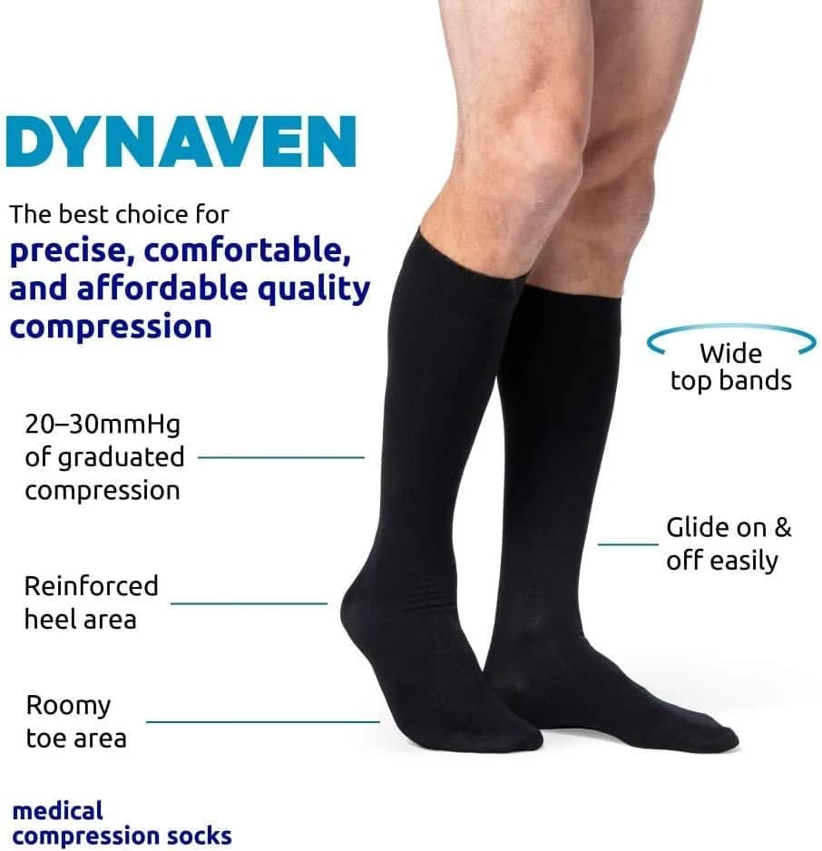 Sigvaris DYNAVEN Opaque Men's Knee-High Compression Socks 20-30mmHg Medium Short Light Beige thumbnail 2