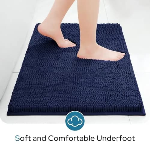 BYSURE Navy Blue Bathroom Rugs Sets 3 Piece | Plush Chenille, Non Slip, Absorbent, Washable Bathroom Mat thumbnail 4