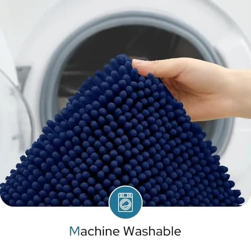 BYSURE Navy Blue Bathroom Rugs Sets 3 Piece | Plush Chenille, Non Slip, Absorbent, Washable Bathroom Mat thumbnail 6