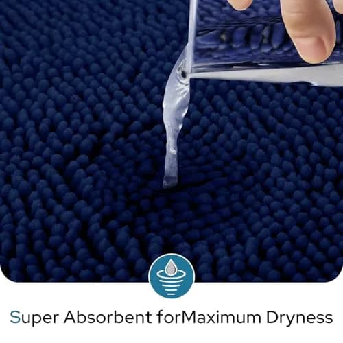 BYSURE Navy Blue Bathroom Rugs Sets 3 Piece | Plush Chenille, Non Slip, Absorbent, Washable Bathroom Mat thumbnail 3