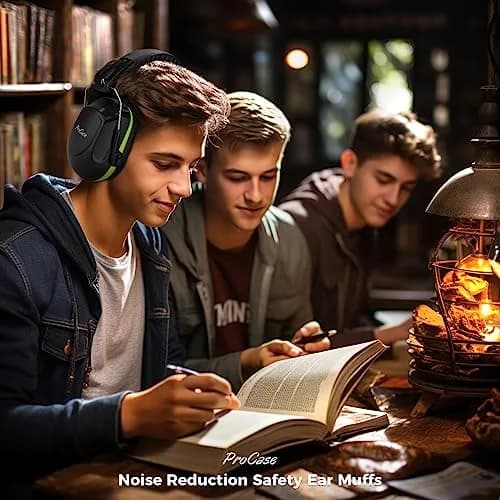 ProCase Hearing Protection Ear Muffs NRR 28dB, Noise Cancelling Headphones | Foldable, Adjustable, Green thumbnail 5