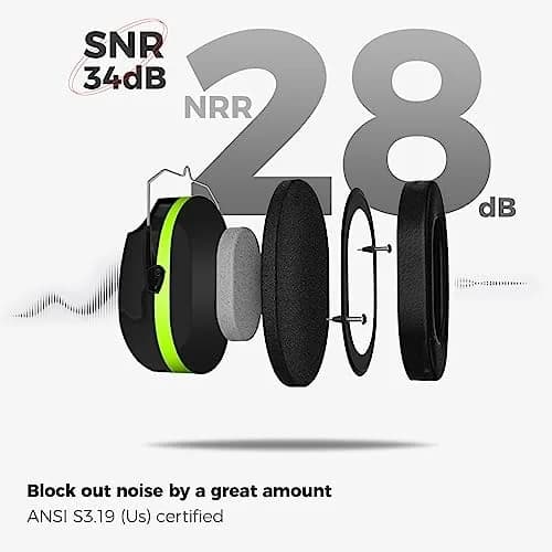 ProCase Hearing Protection Ear Muffs NRR 28dB, Noise Cancelling Headphones | Foldable, Adjustable, Green thumbnail 2