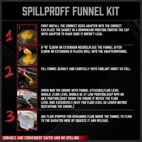 SEDY Ultimate No Spill Coolant Funnel Kit 19-Piece Set | Radiator Bleeder & Filler Tool thumbnail 3