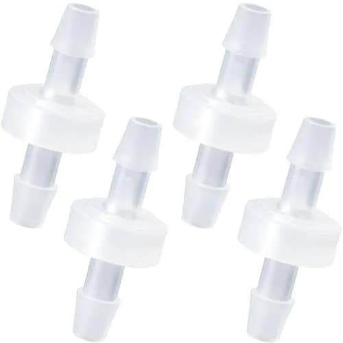 PAGOW 1/4 Inch Check Valve 4 Pack | PVDF Plastic One-Way Barb Hose for Hydraulic & Pneumatic Systems thumbnail 1