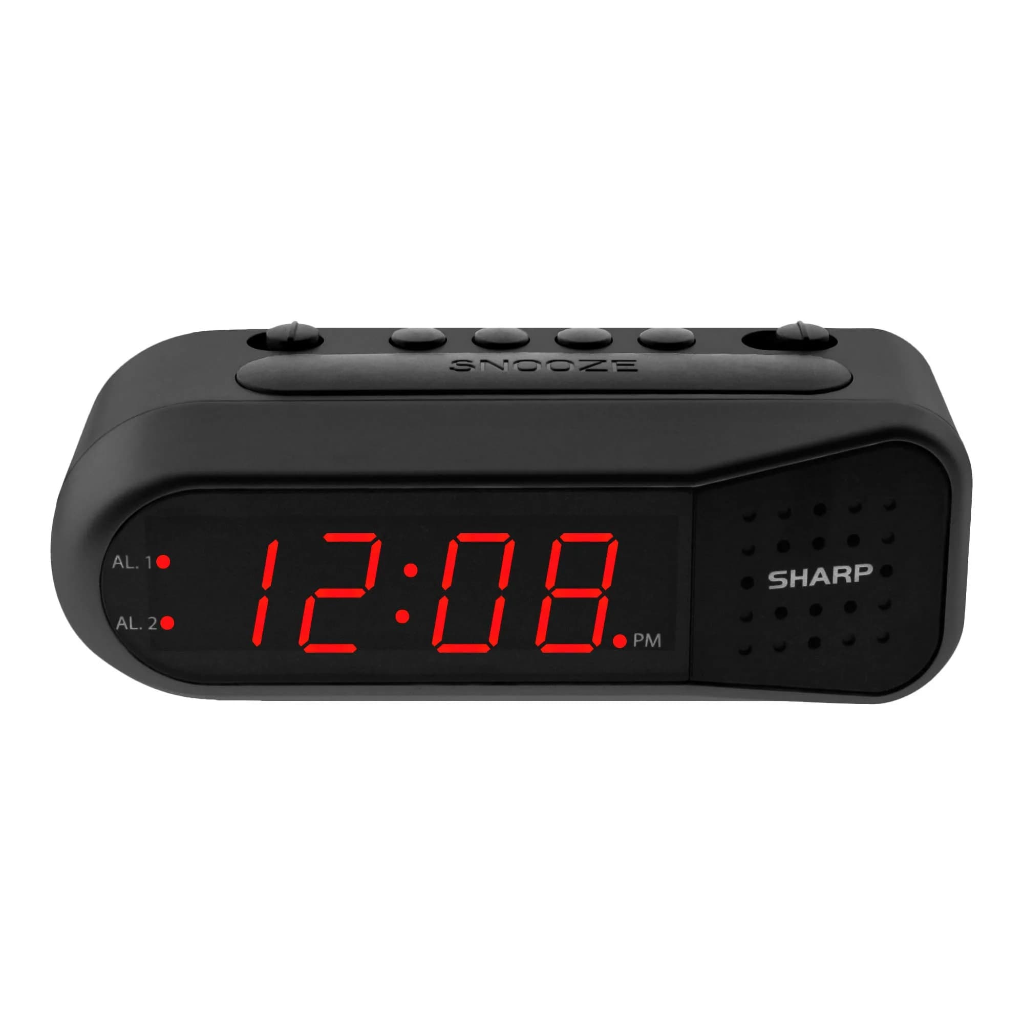 Sharp Digital Alarm Clock for Heavy Sleepers, Dual Alarm, Red LED, Black | Ascending Loud Alarm - main product image