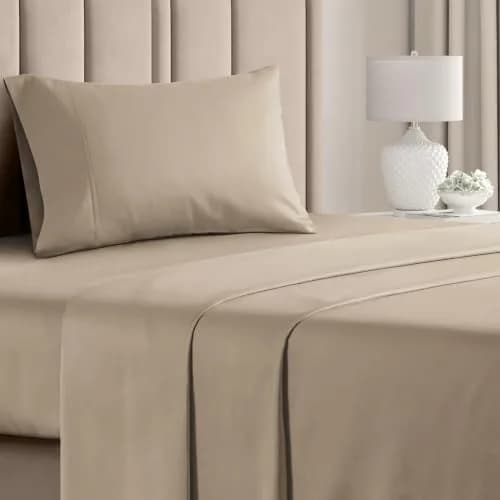 CGK Unlimited Cal King 4 Piece 100% Cotton Sheet Set 269cm (106in) x 274cm (108in) | OEKO-TEX Certified Sateen Weave thumbnail 1