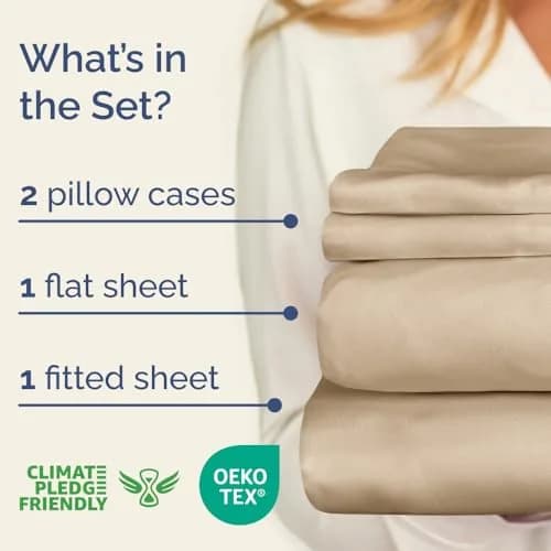 CGK Unlimited Cal King 4 Piece 100% Cotton Sheet Set 269cm (106in) x 274cm (108in) | OEKO-TEX Certified Sateen Weave thumbnail 5