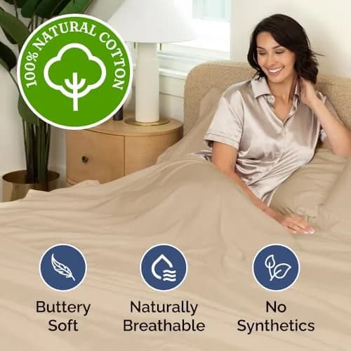 CGK Unlimited Cal King 4 Piece 100% Cotton Sheet Set 269cm (106in) x 274cm (108in) | OEKO-TEX Certified Sateen Weave thumbnail 3