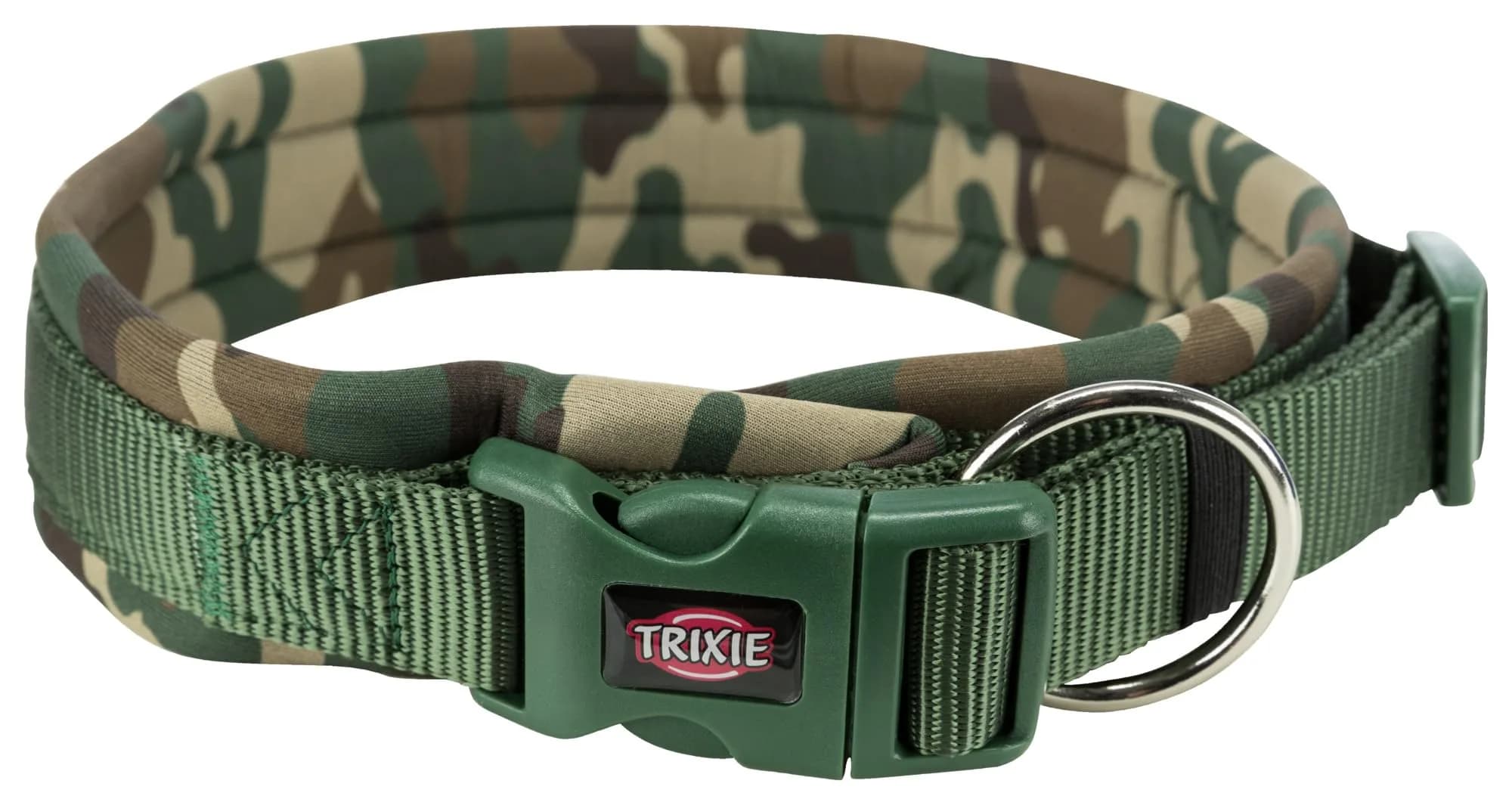 TRIXIE Premium Neoprene Padded Collar L-XL | Camouflage Forest, 56-62 cm, 25 mm
