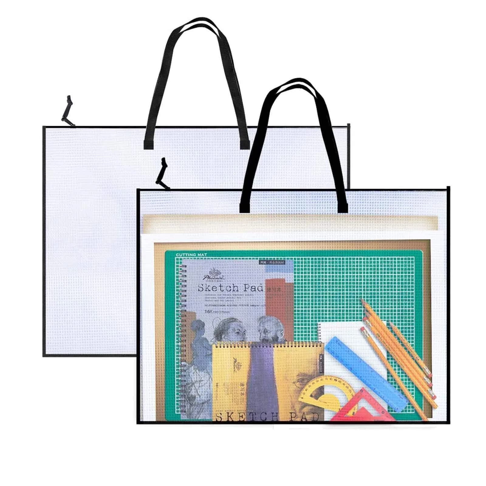 Opret Art Portfolio Bags 19x25 Inch Waterproof Vinyl with Handle and Zipper | Artist & Student Storage