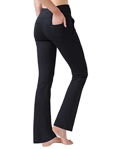 nuveti Women's High Waisted Boot Cut Yoga Pants 4 Pockets | Tummy Control, 3X-Large, Black thumbnail 1