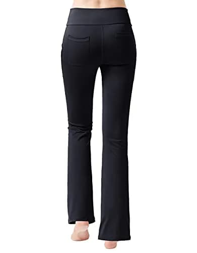 nuveti Women's High Waisted Boot Cut Yoga Pants 4 Pockets | Tummy Control, 3X-Large, Black thumbnail 6