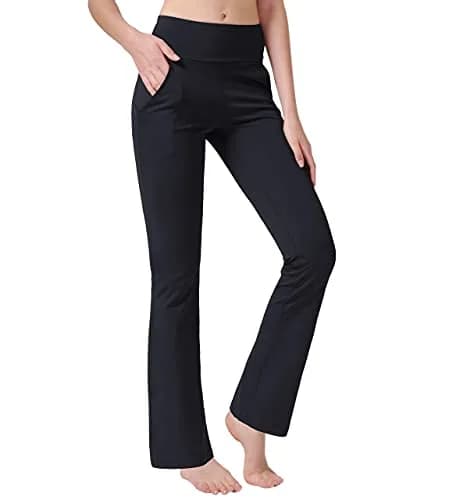 nuveti Women's High Waisted Boot Cut Yoga Pants 4 Pockets | Tummy Control, 3X-Large, Black thumbnail 2