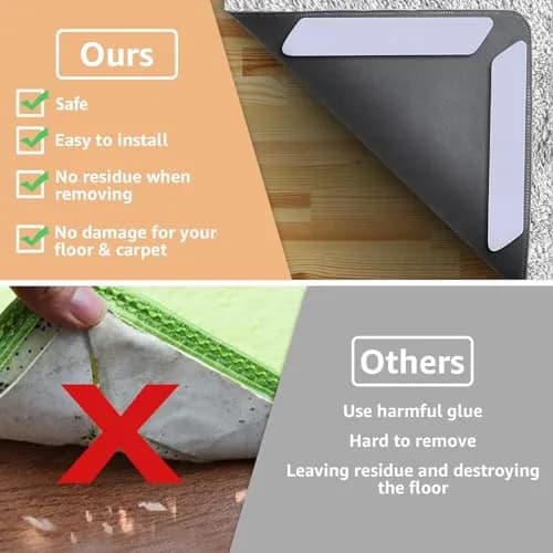 ZONGOOL 16PCS Rug Tape Non Slip Rug Pad Grippers Double Sided Carpet Tape | Secures Rugs on All Floors thumbnail 4