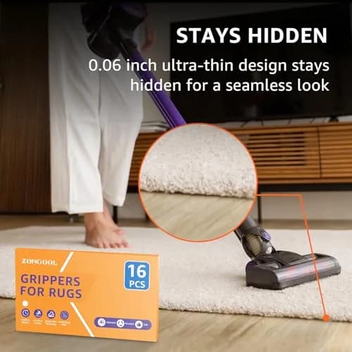 ZONGOOL 16PCS Rug Tape Non Slip Rug Pad Grippers Double Sided Carpet Tape | Secures Rugs on All Floors thumbnail 5