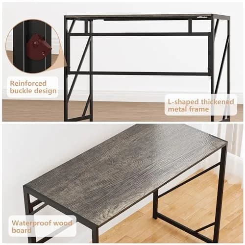 Elephance Folding Desk for Home Office | No Assembly Needed, 39.4 Inch, Black Oak thumbnail 4
